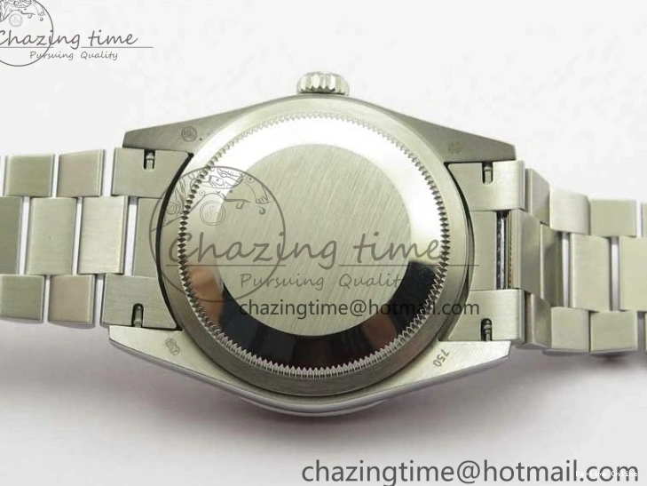 0517 SmoothTexture Day-Date 36mm 128239 SS Crystal BP Best Edition Black MOP Crystal Marker Dial on SS President Bracelet A 2681